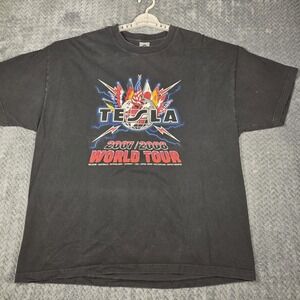 Tesla 2007 World Tour T-Shirt Men's 2XL Black Band Tee Double Sided Alstyle Tag